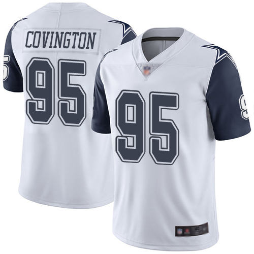 Men Dallas Cowboys Limited White Christian Covington 95 Rush Vapor Untouchable NFL Jersey